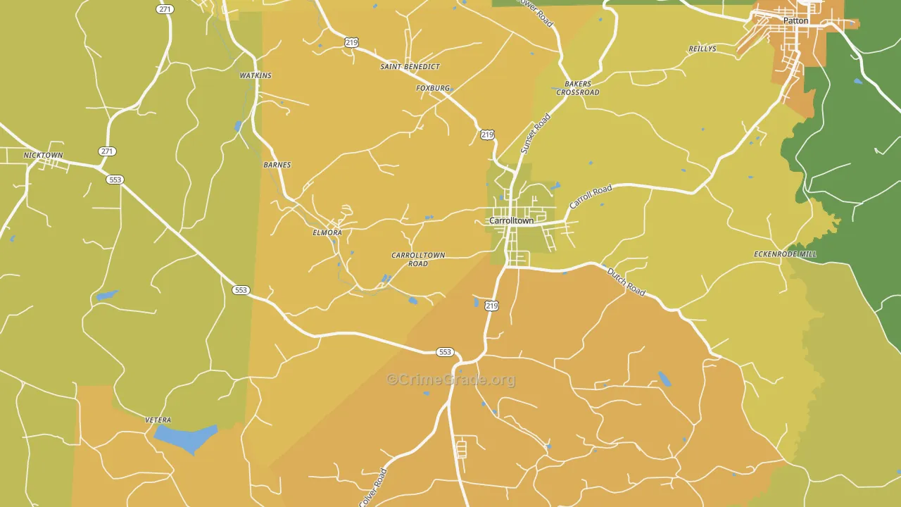 Carrolltown, PA Map of Murder Rates