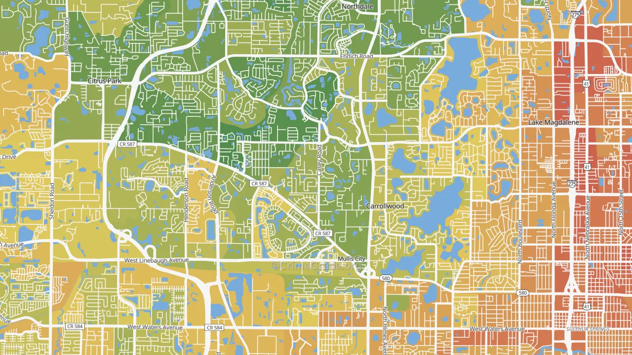 Carrollwood, Tampa, FL Map of Murder Rates
