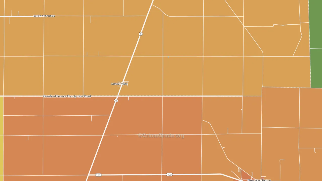 Carrothers, OH Map of Murder Rates