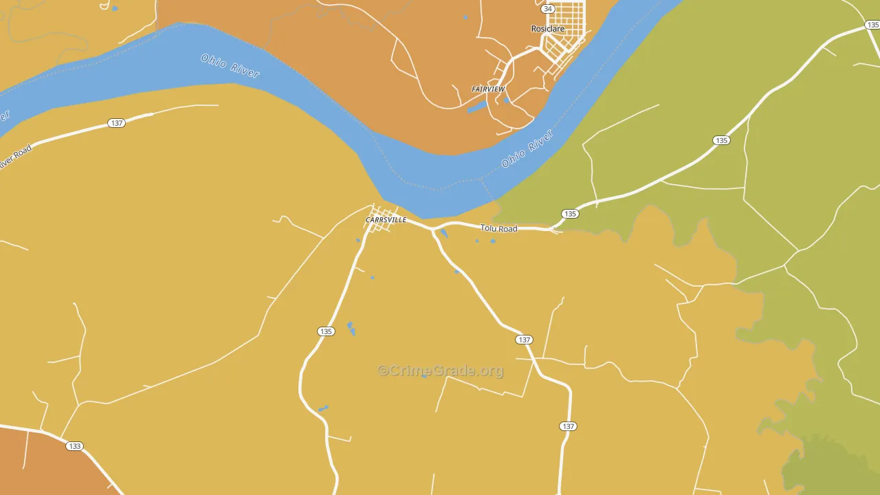 Carrsville, KY Map of Murder Rates