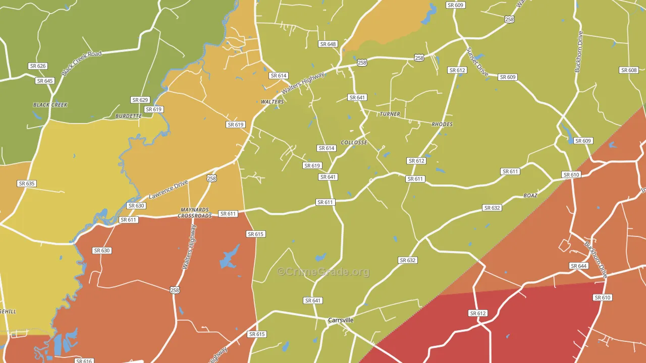 Carrsville, VA Map of Murder Rates