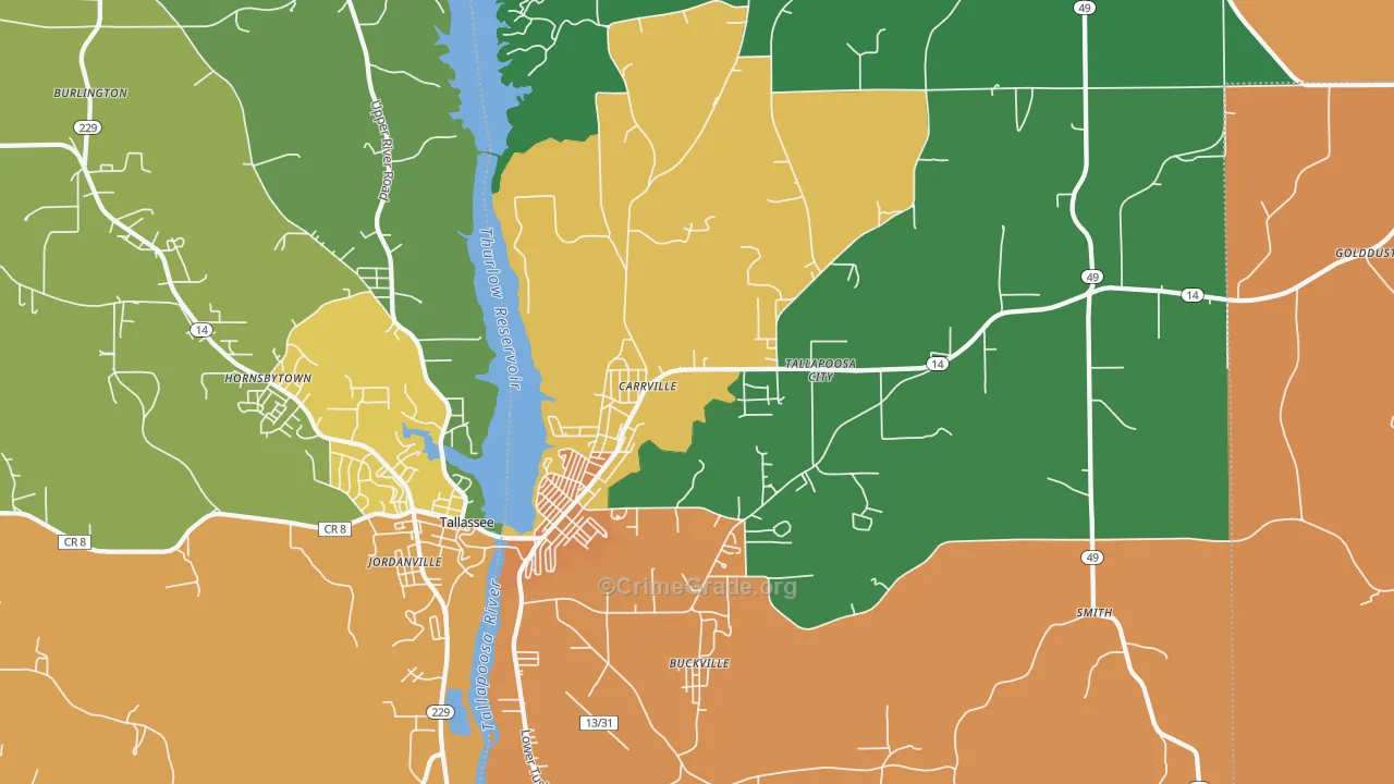 Carrville, AL Map of Murder Rates