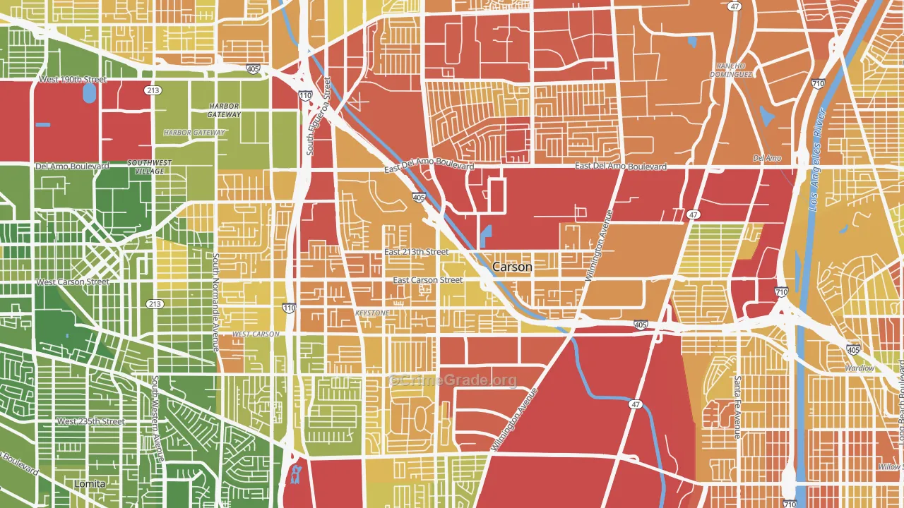 Carson, CA Map of Murder Rates
