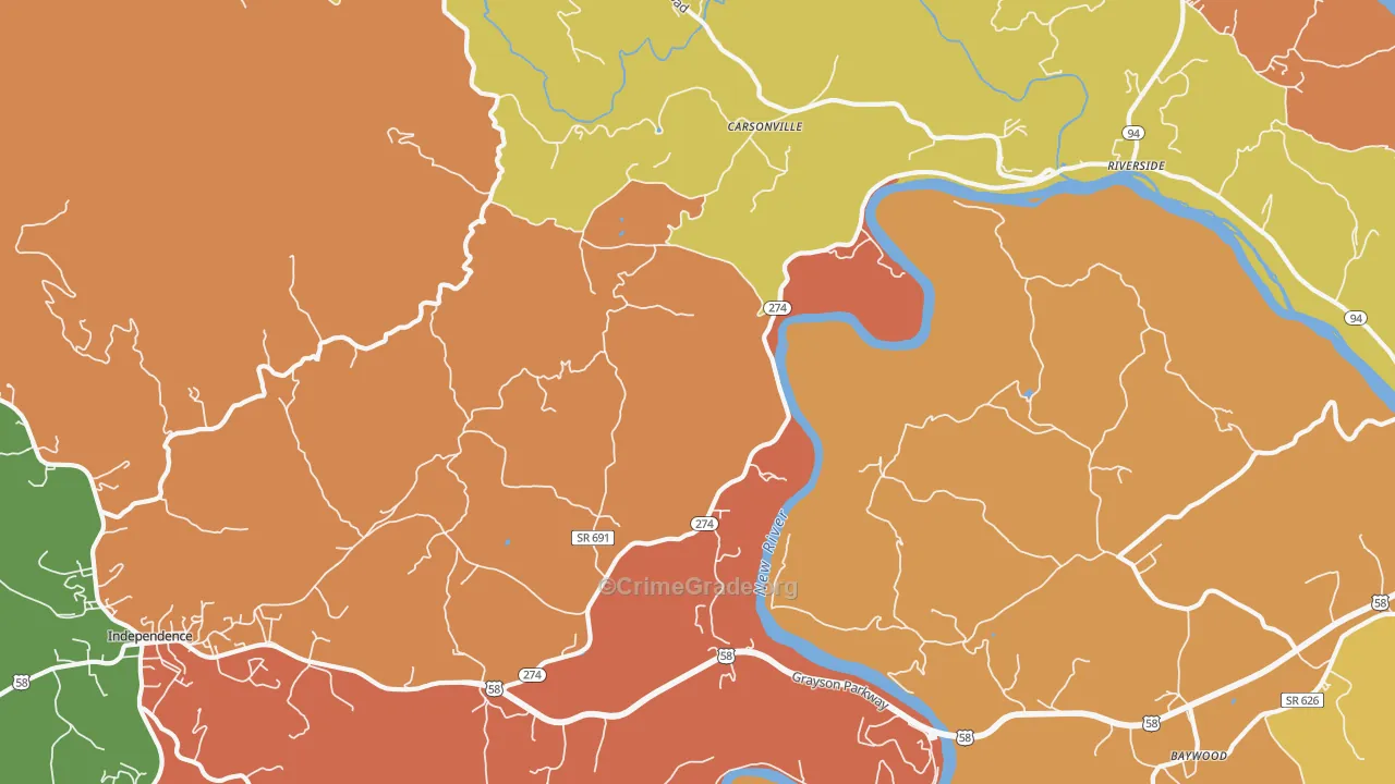 Carsonville, VA Map of Murder Rates