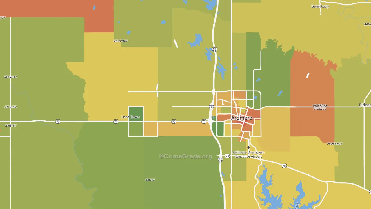 Carter County, OK Map of Murder Rates