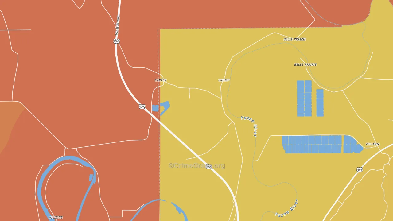 Carter, MS Map of Murder Rates