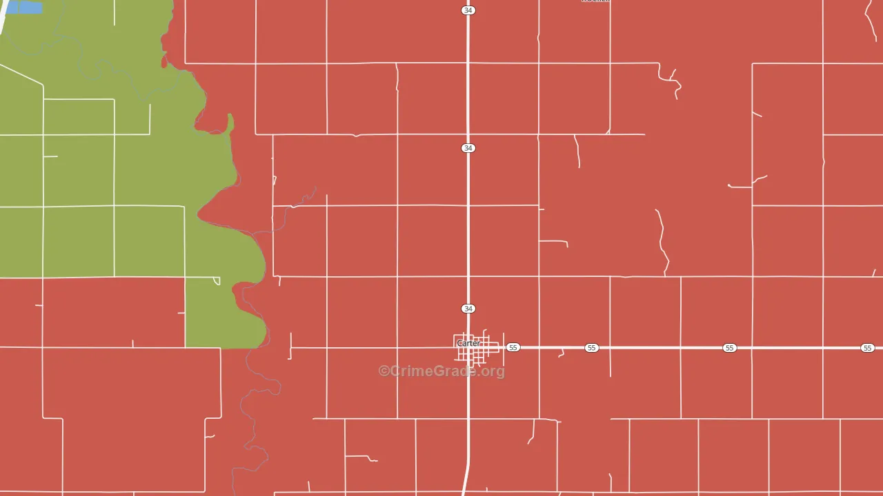 Carter, OK Map of Murder Rates