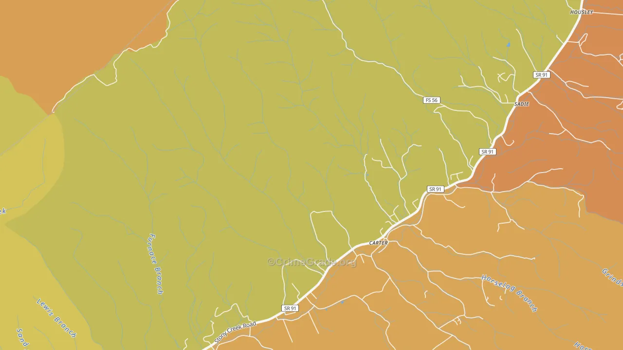 Carter, TN Map of Murder Rates
