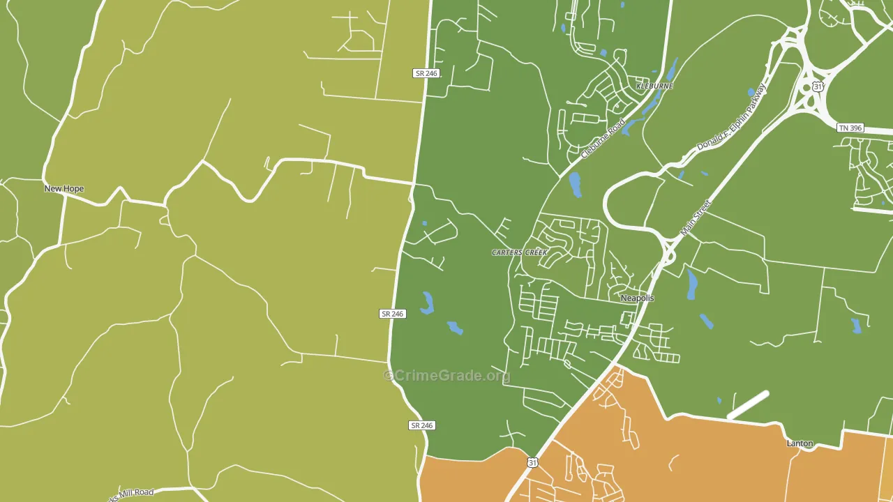 Carters Creek, TN Map of Murder Rates