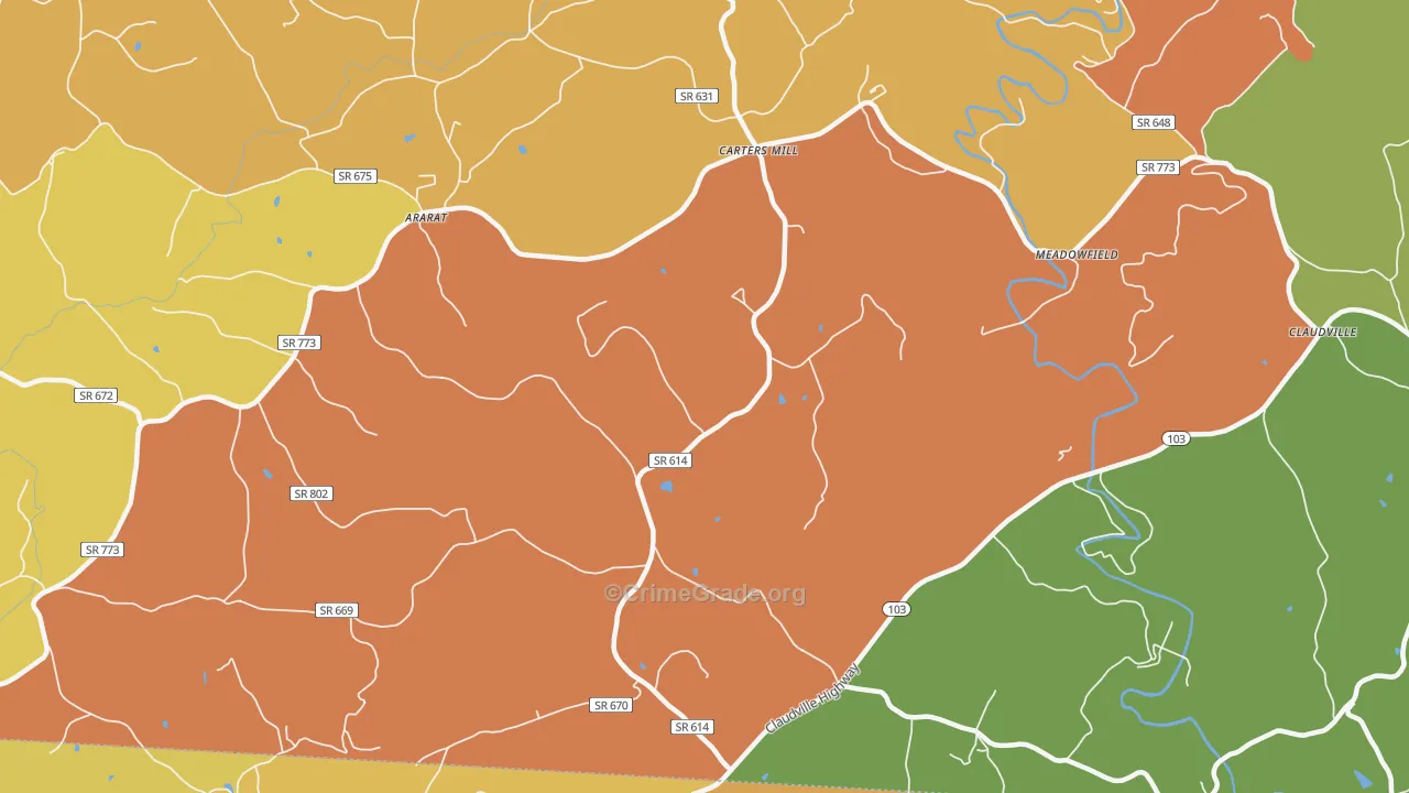 Carters Mills, VA Map of Murder Rates