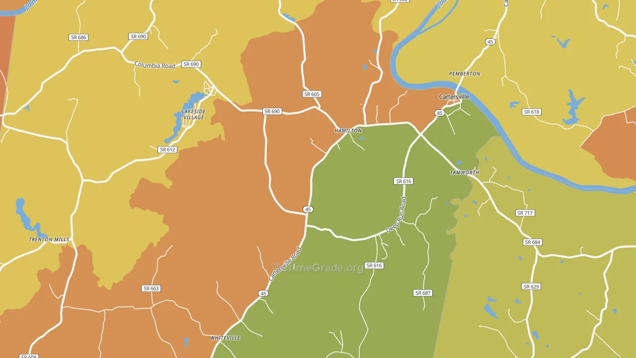 Cartersville, VA Map of Murder Rates