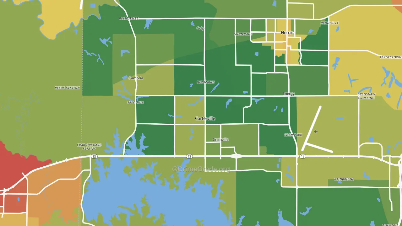 Carterville, IL Map of Murder Rates