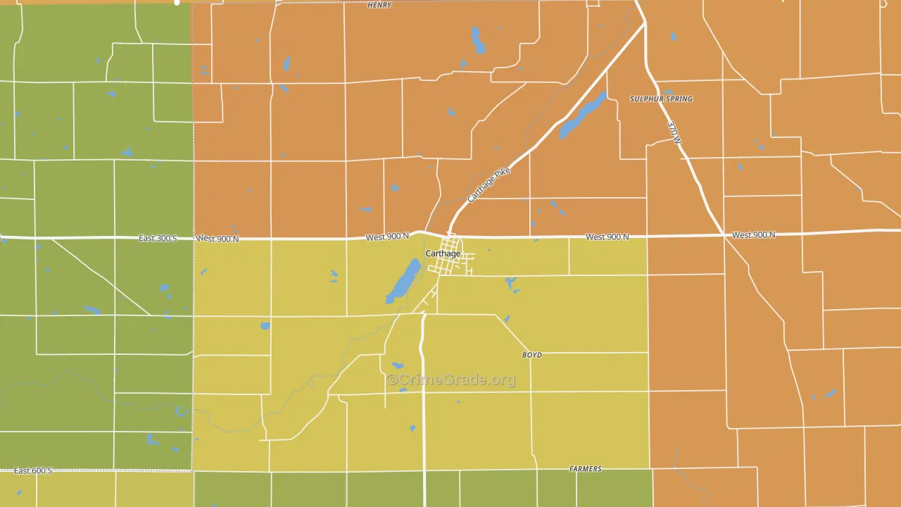 Carthage, IN Map of Murder Rates