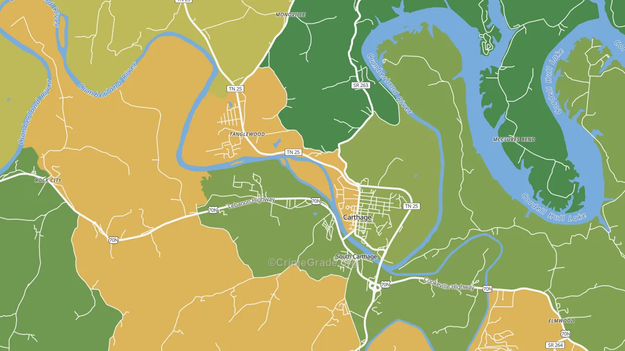 Carthage, TN Map of Murder Rates