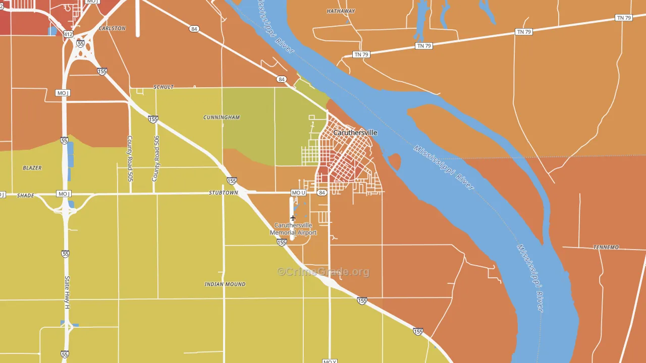 Caruthersville, MO Map of Murder Rates