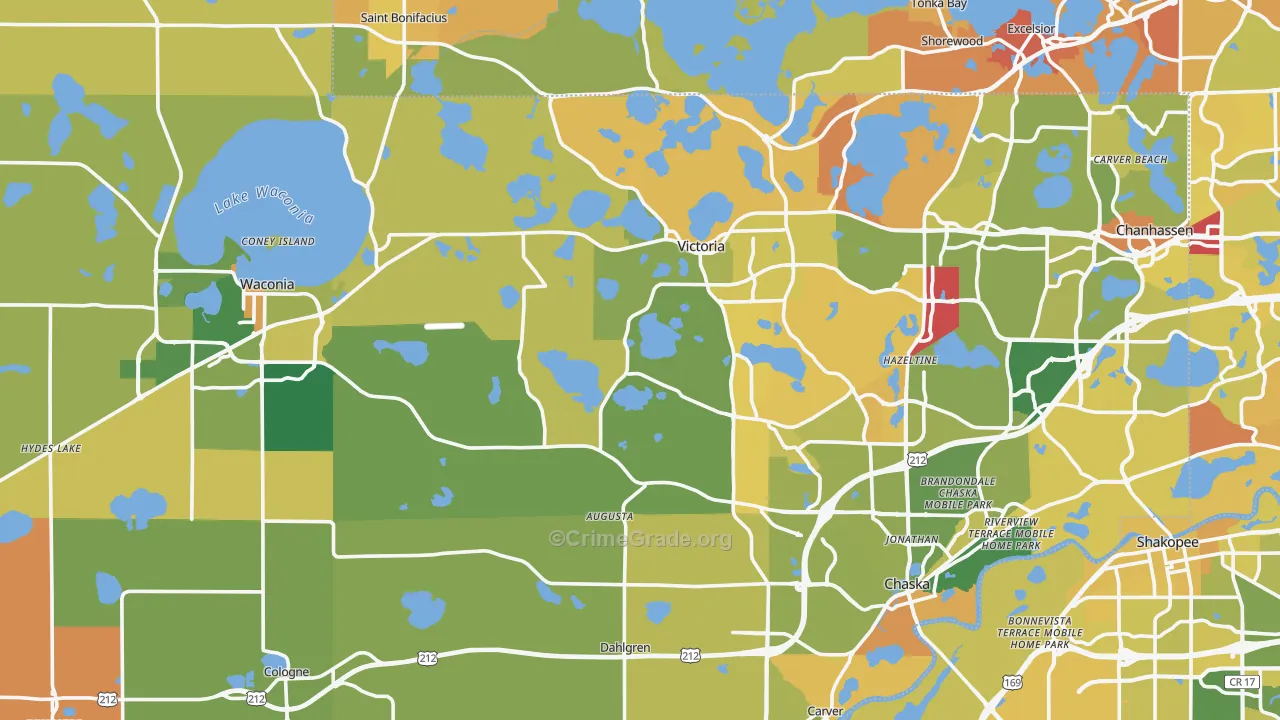 Carver County, MN Map of Murder Rates