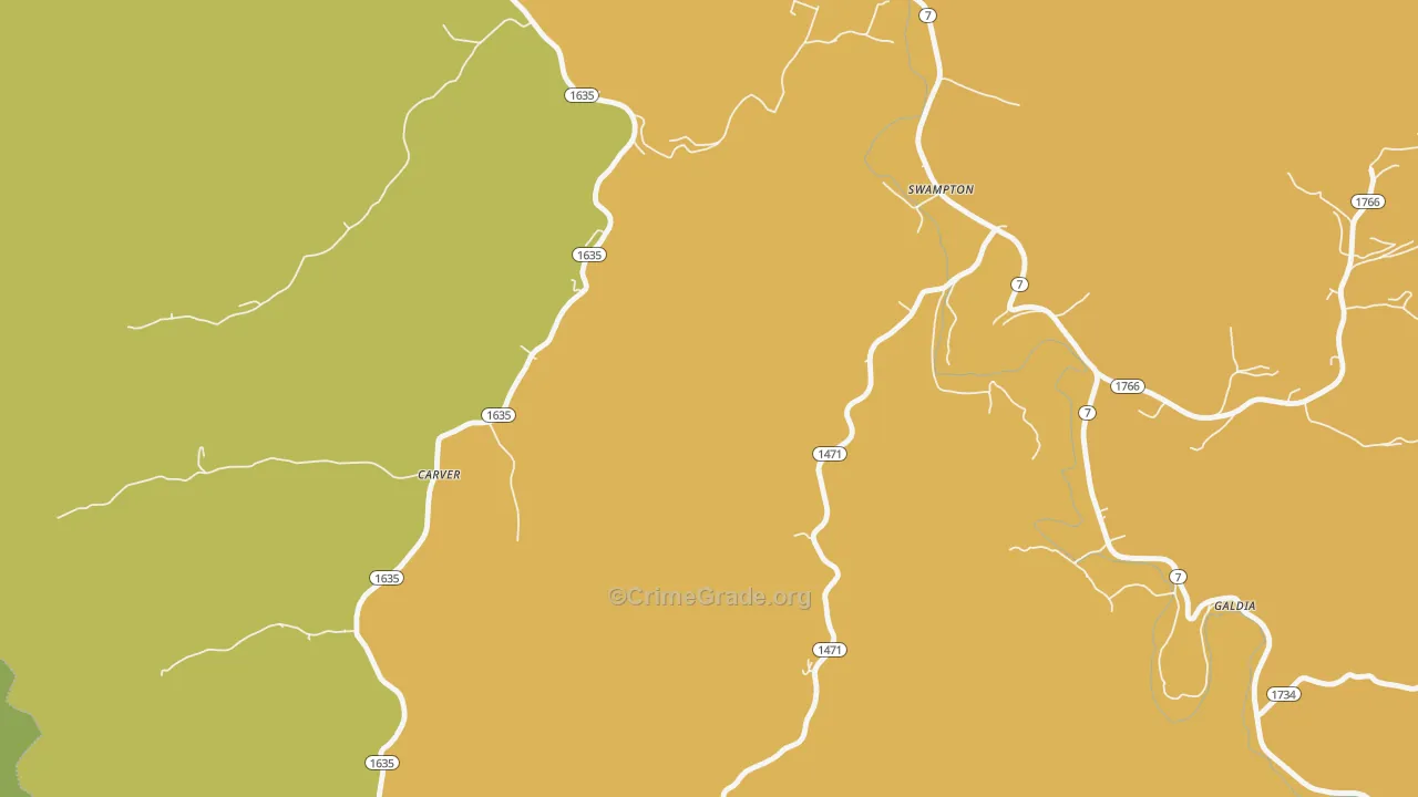 Carver, KY Map of Murder Rates