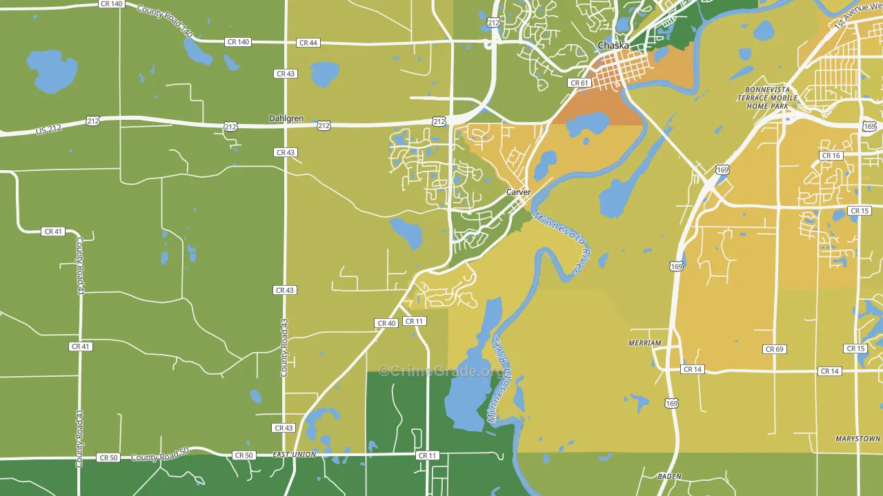 Carver, MN Map of Murder Rates