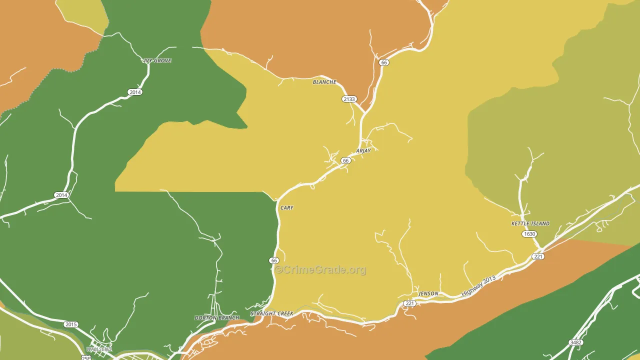 Cary, KY Map of Murder Rates