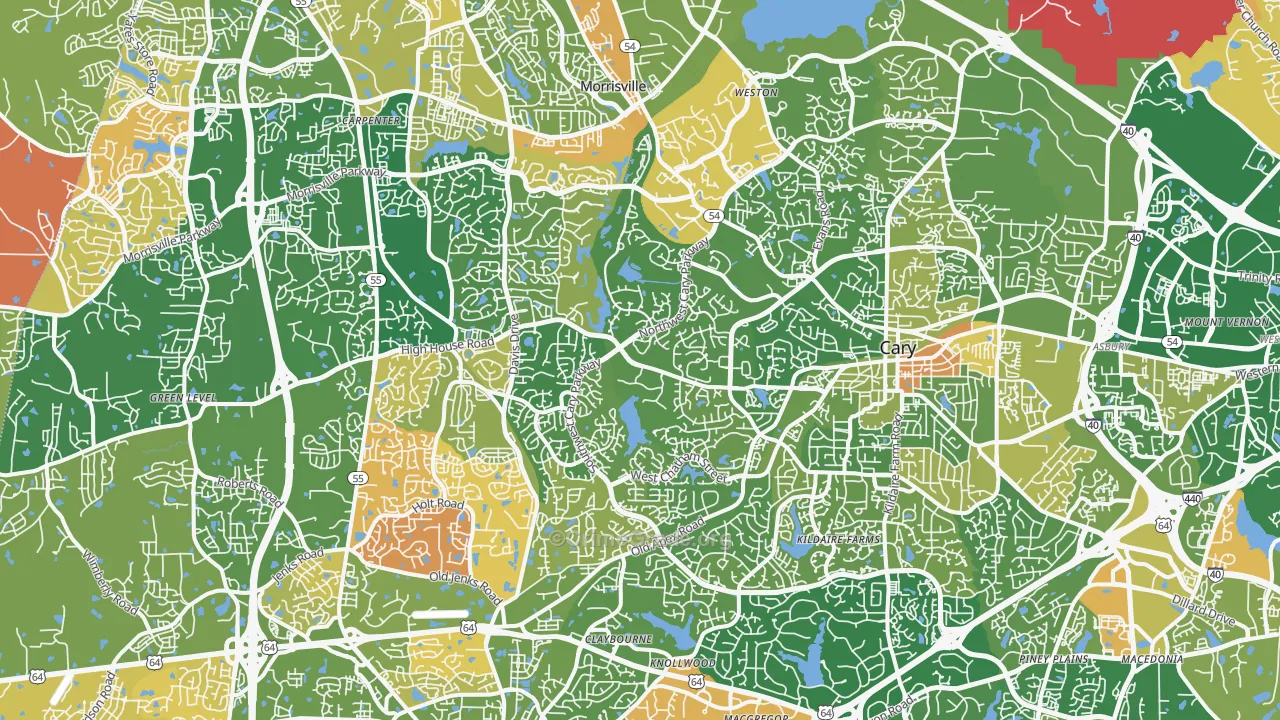 Cary, NC Map of Murder Rates