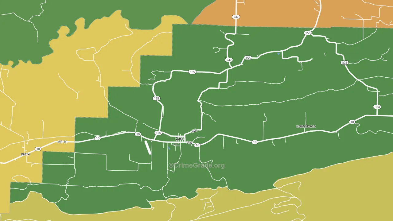 Casa, AR Map of Murder Rates