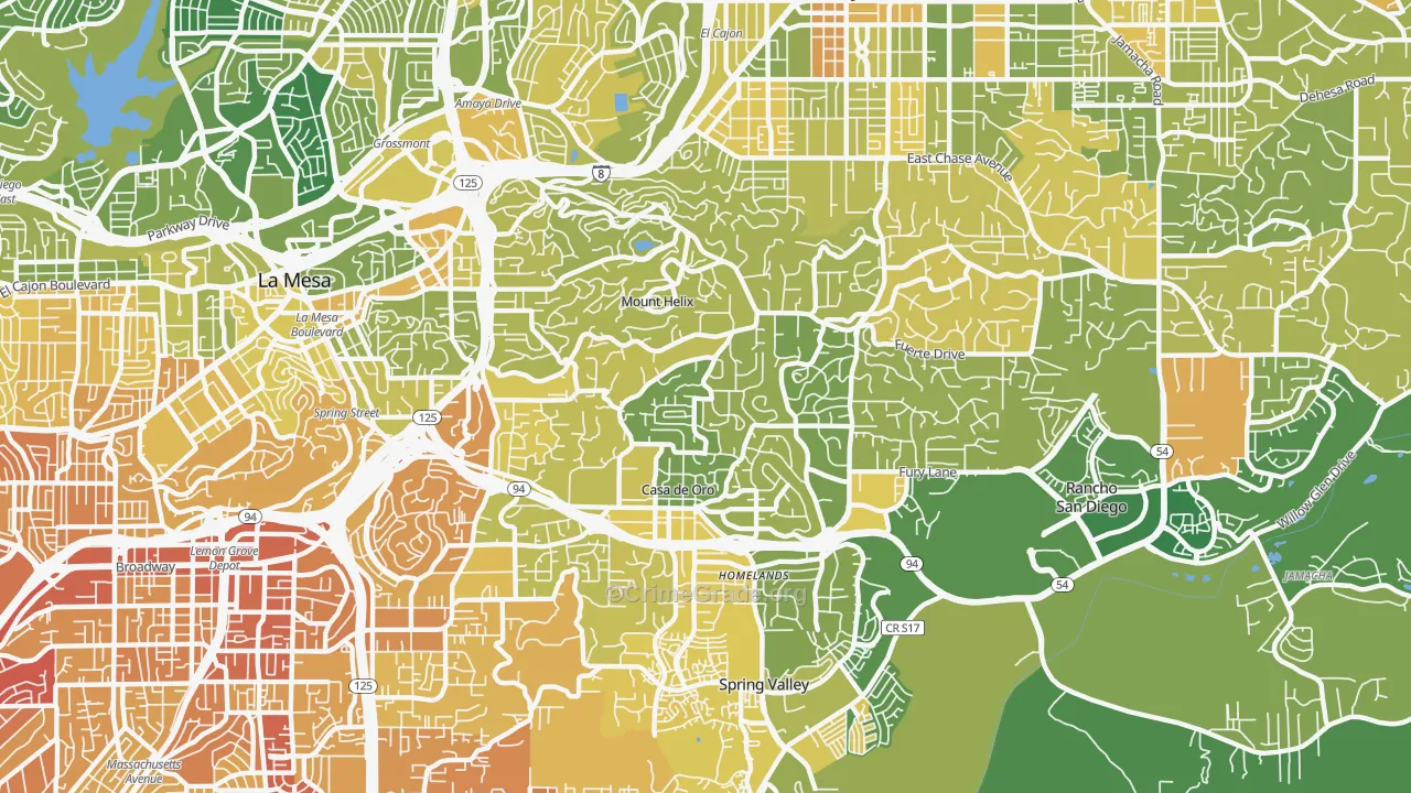 Casa de Oro-Mount Helix, CA Map of Murder Rates