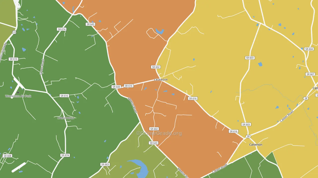 Casanova, VA Map of Murder Rates