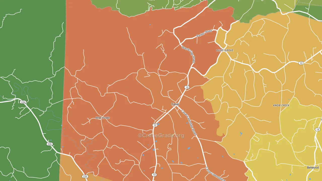Casar, NC Map of Murder Rates