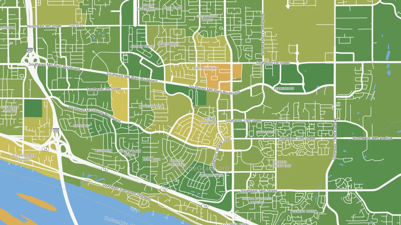 Cascade Highlands, Vancouver, WA Map of Murder Rates