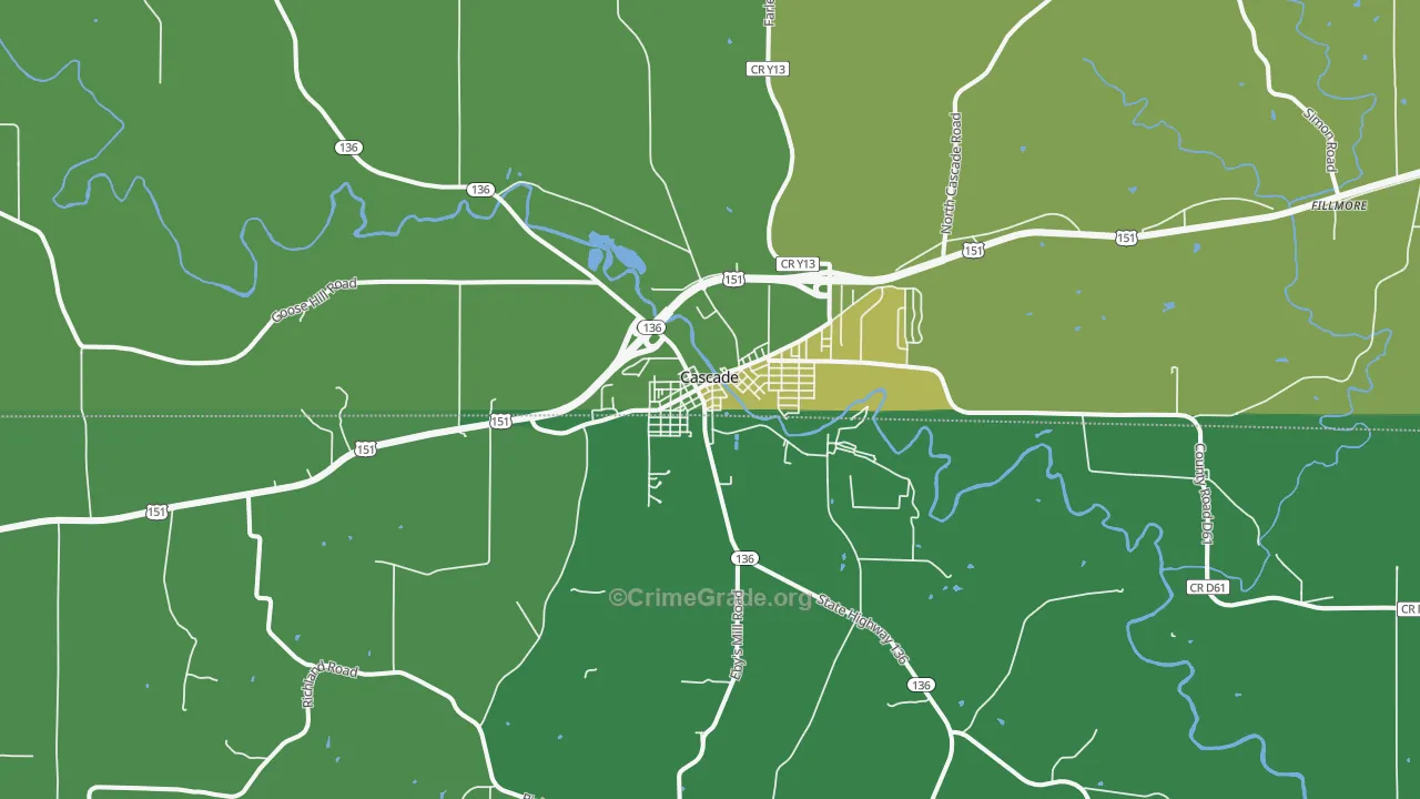 Cascade, IA Map of Murder Rates