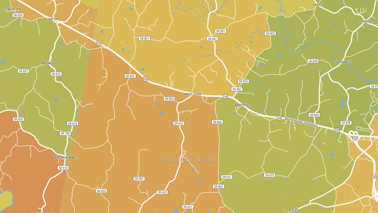 Cascade, VA Map of Murder Rates