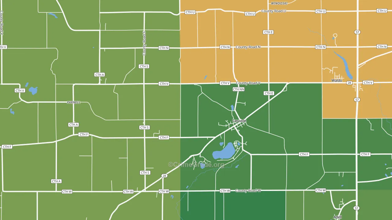 Cascade, WI Map of Murder Rates
