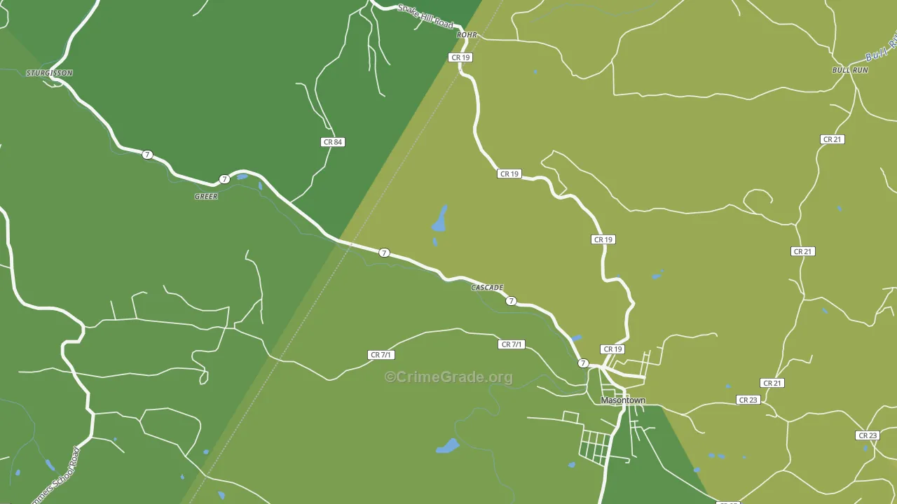 Cascade, WV Map of Murder Rates