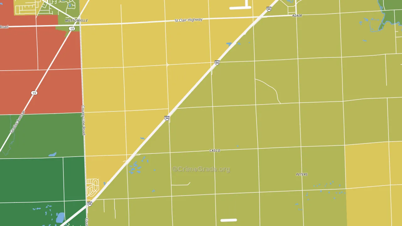 Casco, MI Map of Murder Rates