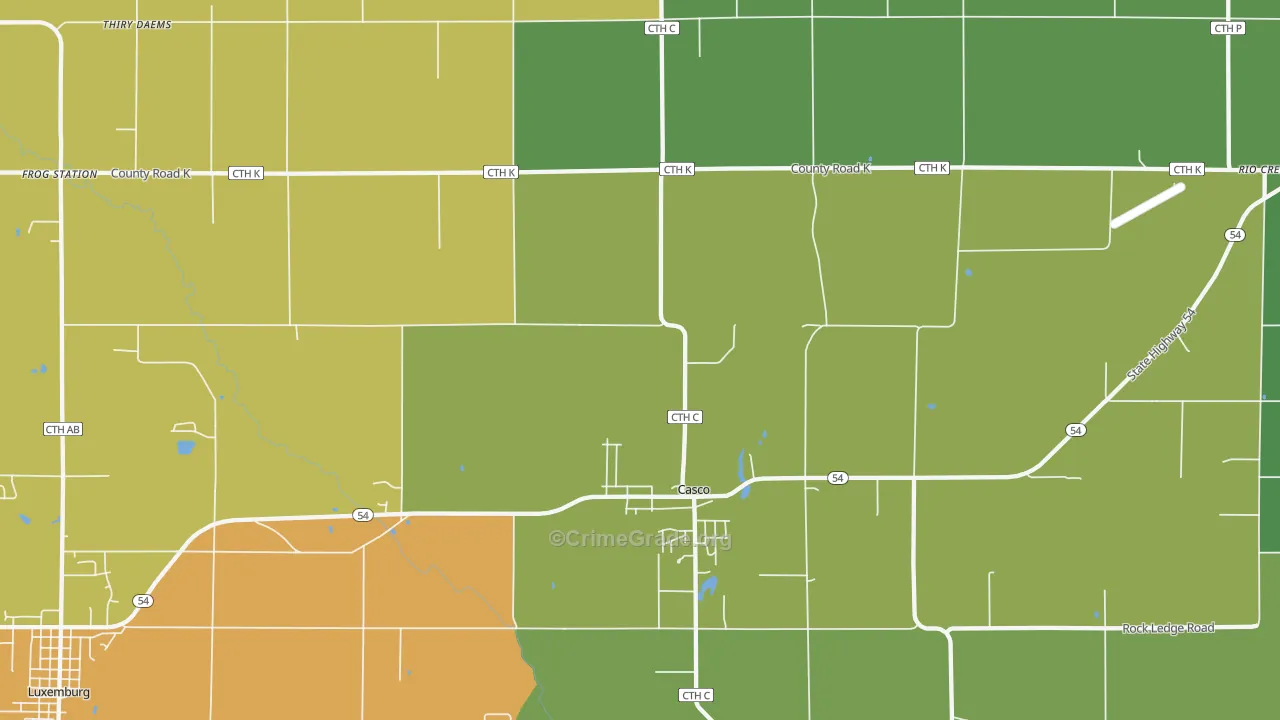 Casco, WI Map of Murder Rates