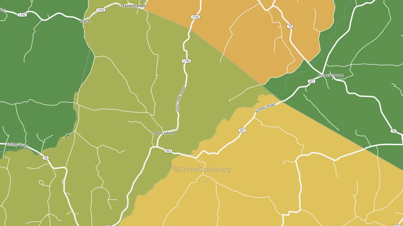 Casey Creek, KY Map of Murder Rates