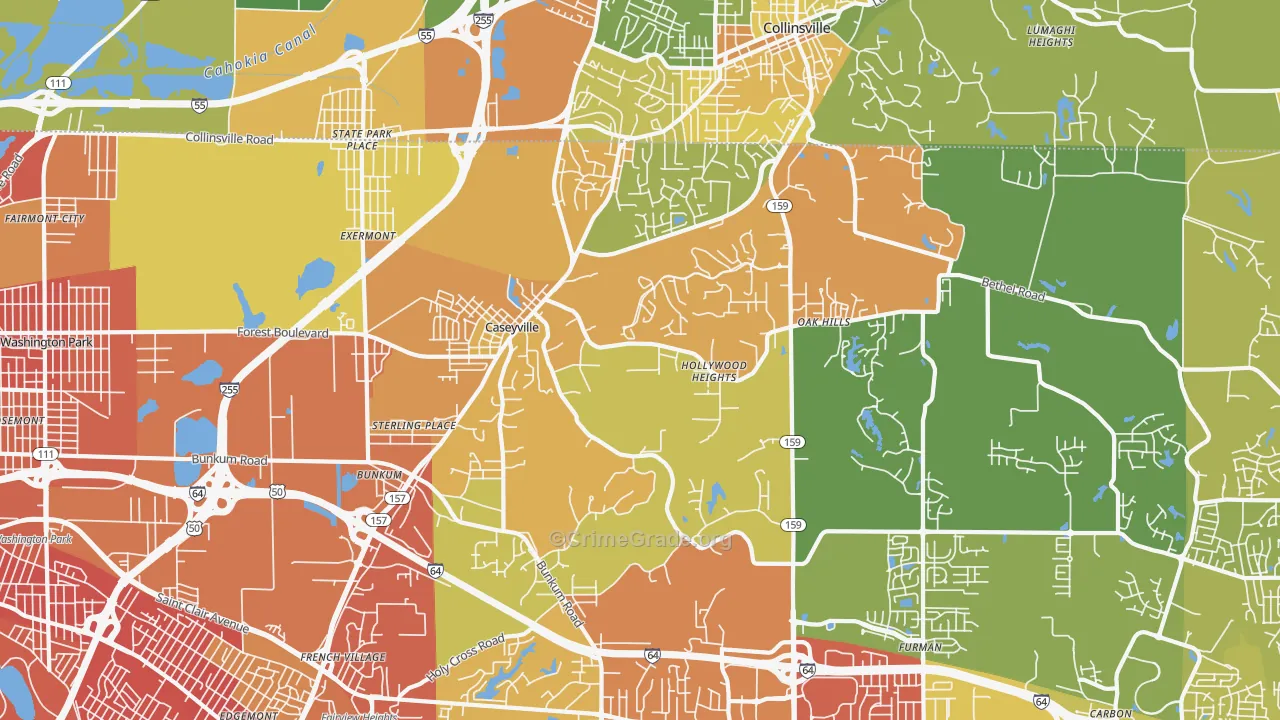 Caseyville, IL Map of Murder Rates