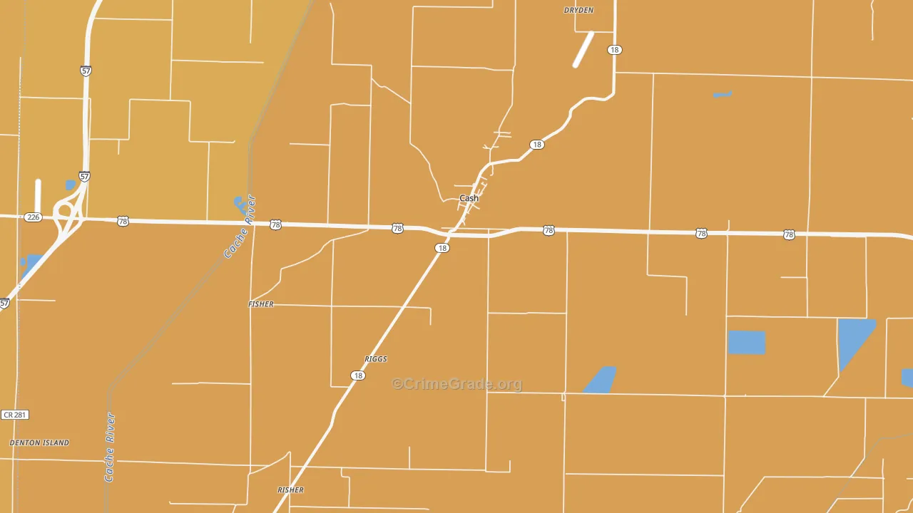 Cash, AR Map of Murder Rates
