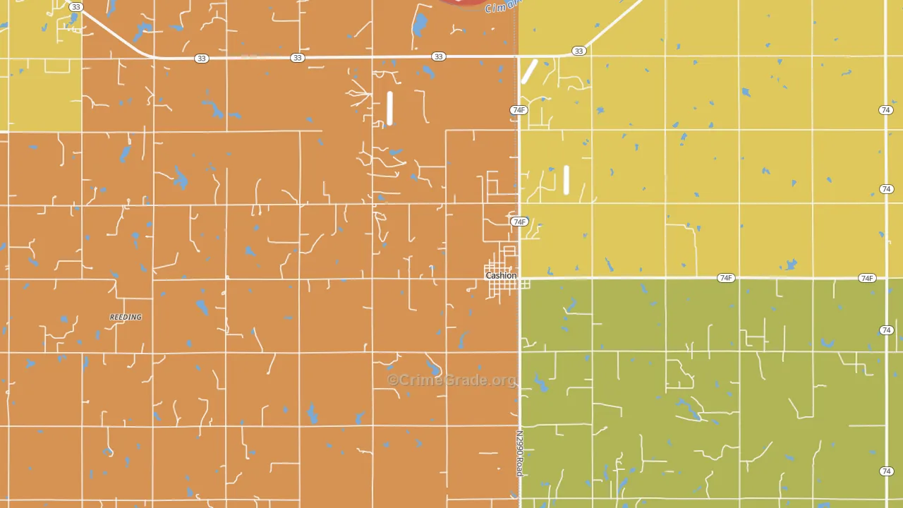 Cashion, OK Map of Murder Rates