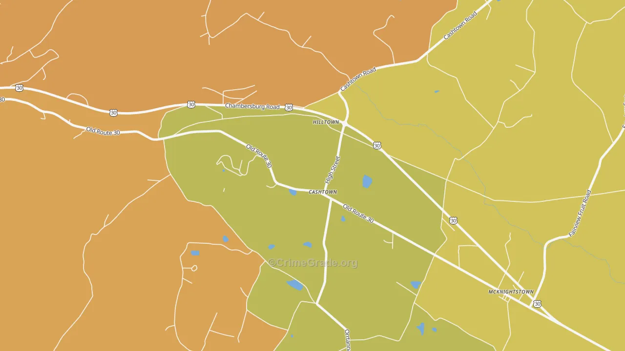 Cashtown, PA Map of Murder Rates
