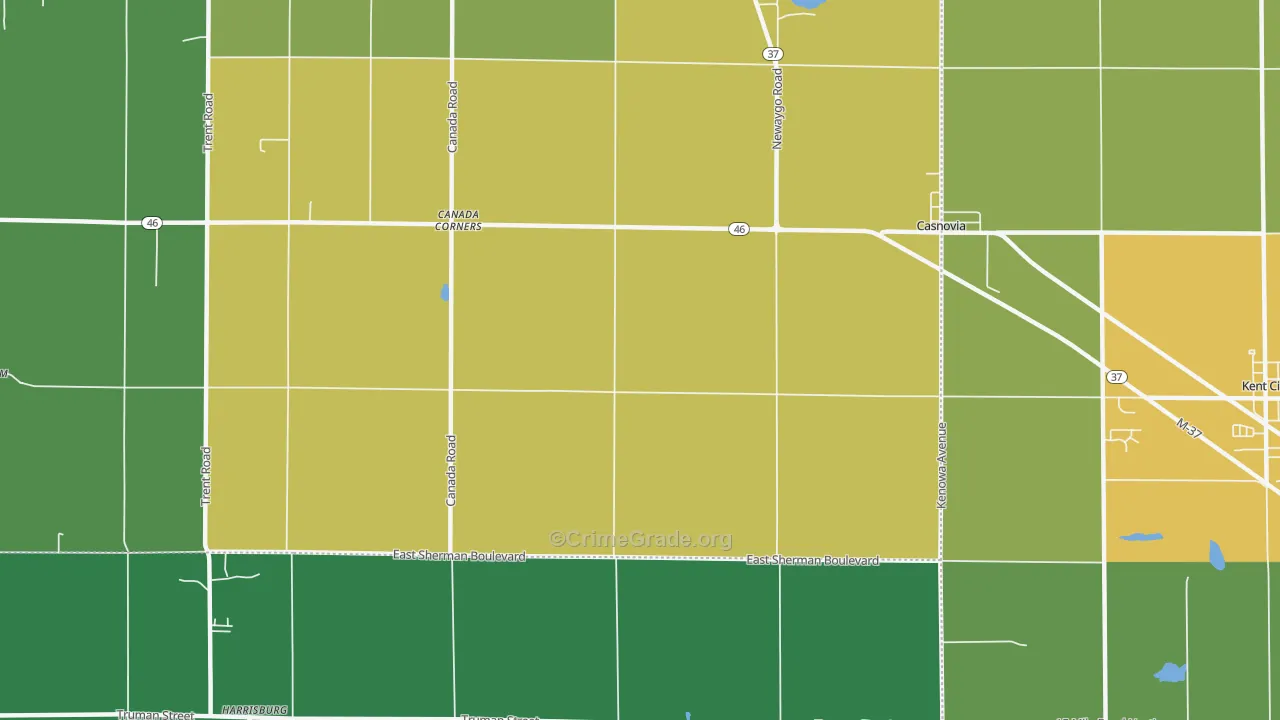 Casnovia, MI Map of Murder Rates