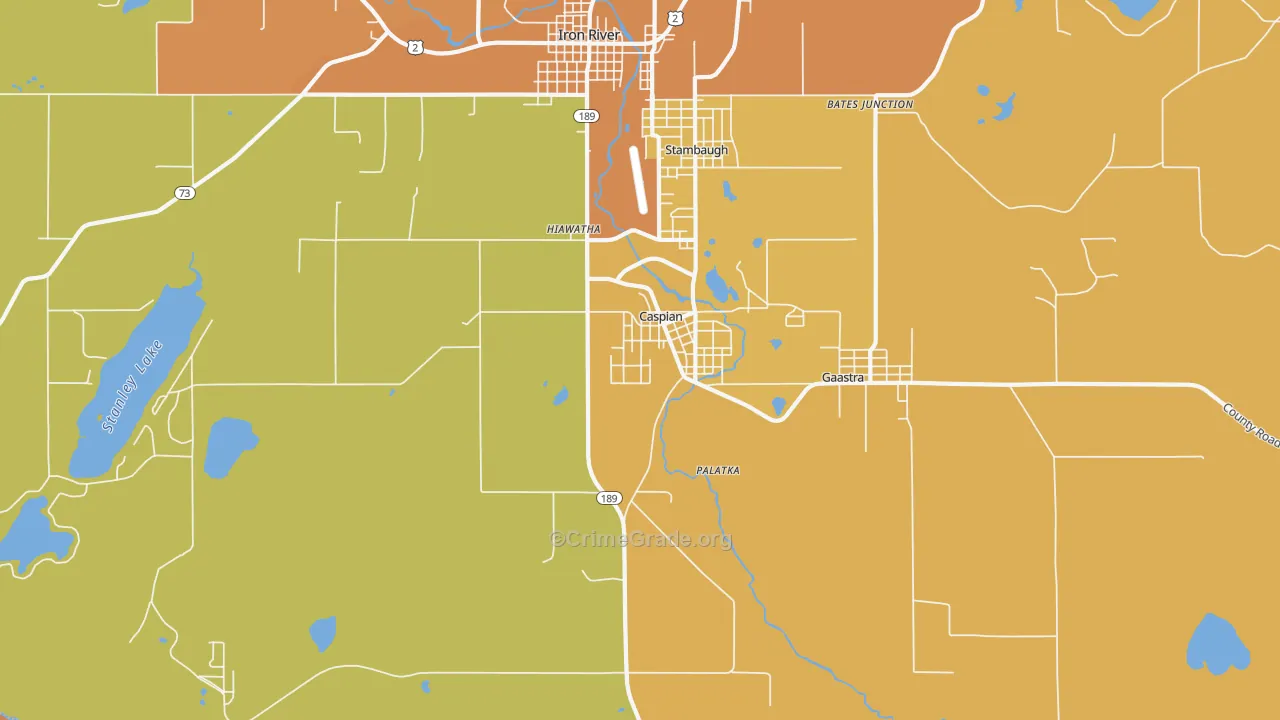 Caspian, MI Map of Murder Rates