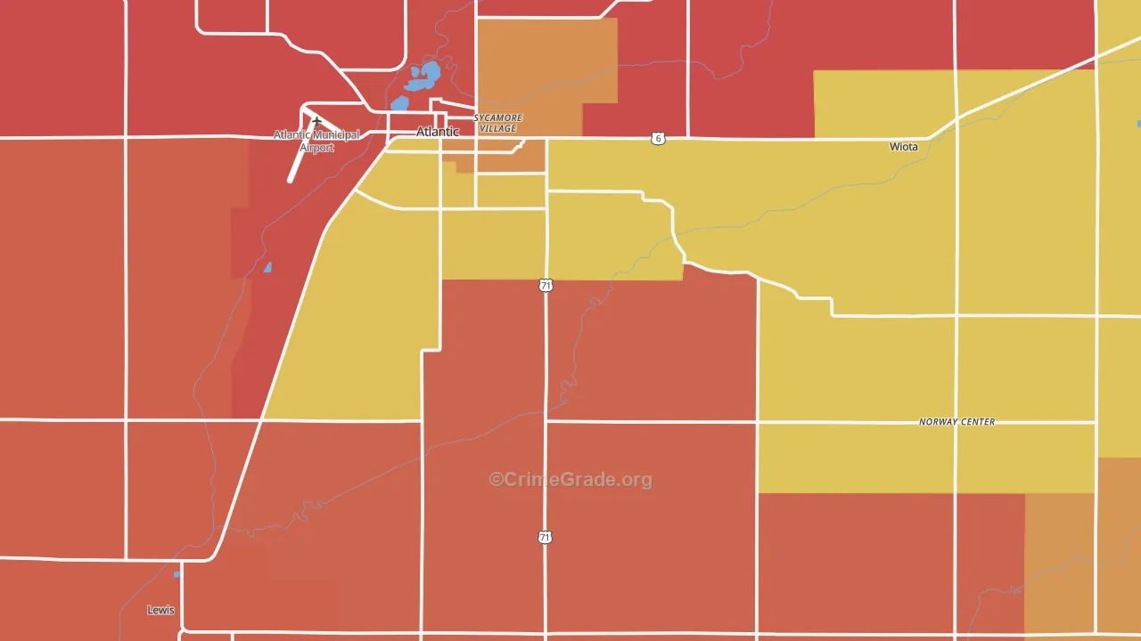 Cass County, IA Map of Murder Rates