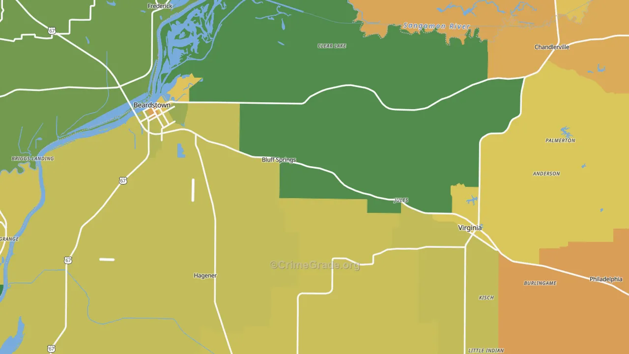 Cass County, IL Map of Murder Rates