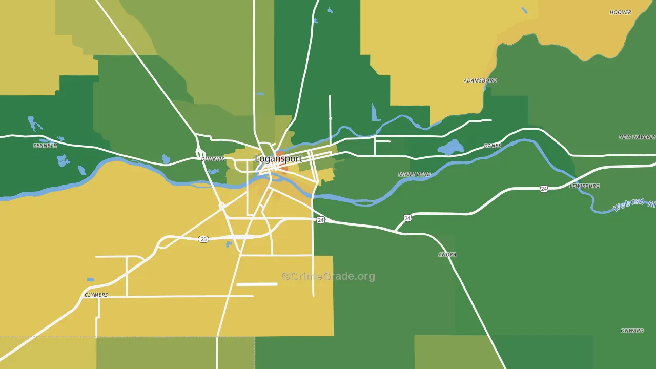 Cass County, IN Map of Murder Rates