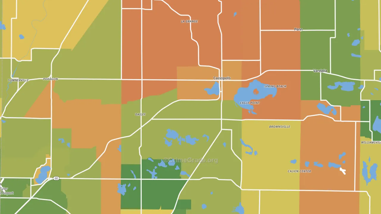 Cass County, MI Map of Murder Rates