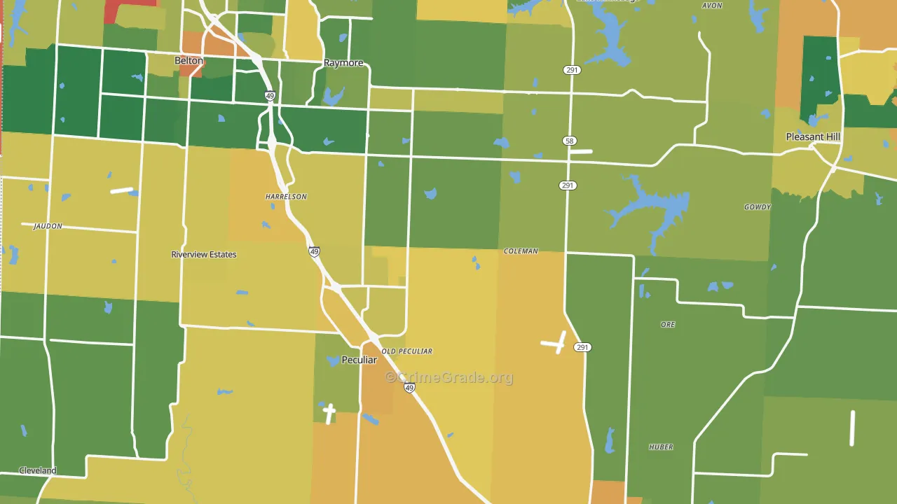 Cass County, MO Map of Murder Rates