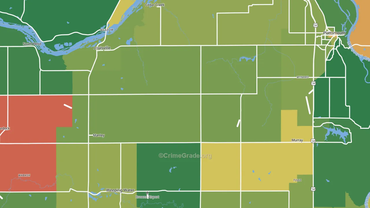 Cass County, NE Map of Murder Rates