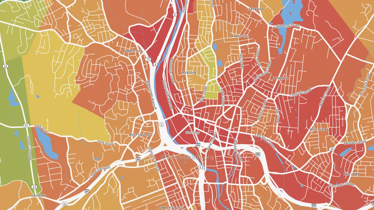 Cass Gilbert, Waterbury, CT Map of Murder Rates