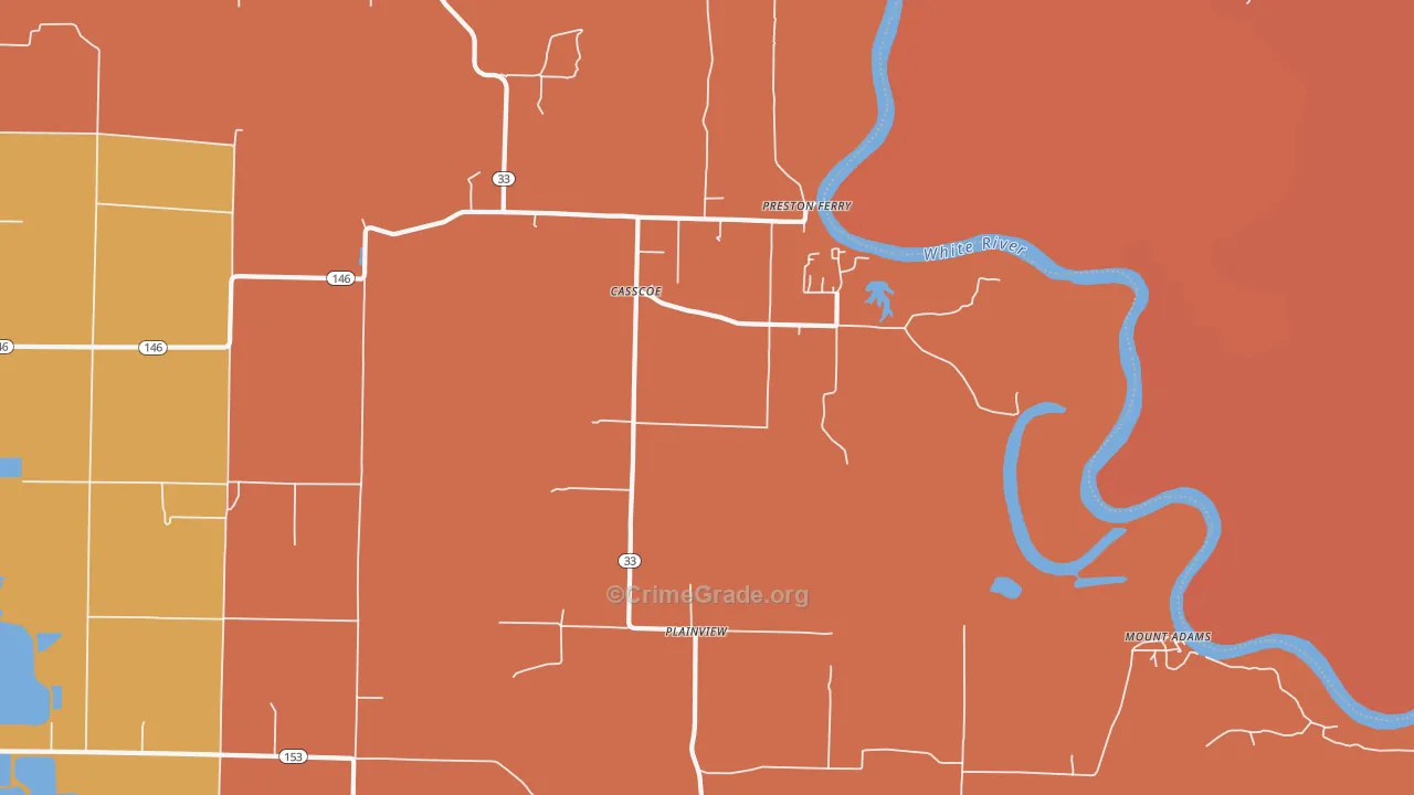 Casscoe, AR Map of Murder Rates